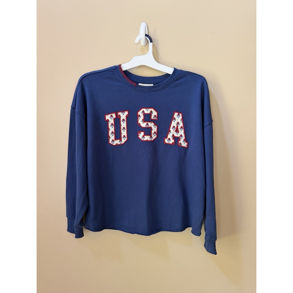 Universal Thread Women's Americana Pullover Sweatshirt Sz Small Blue NWT